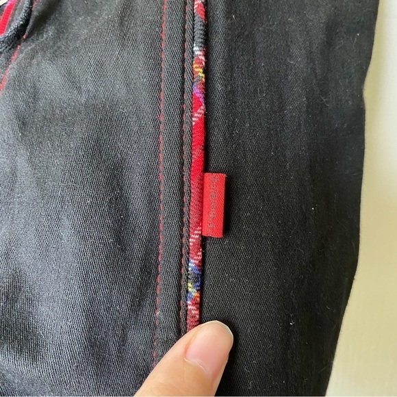 Tripp NYC Top Gothic Tartan Lace Off-Shoulder Y2K Corset Black Red Plaid XL GUC - Picture 3 of 8